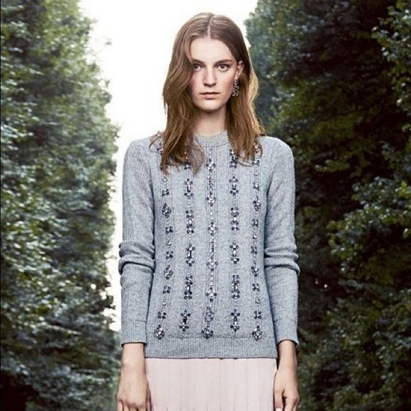 TORY BURCH S Jewel Embellished Etta Sweater in Gray - Picture 5 of 15
